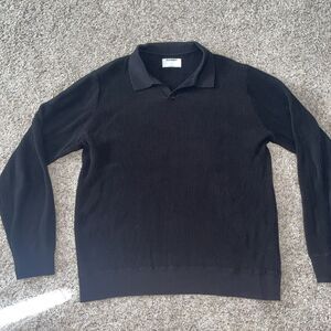 Old Navy Relaxed Fit Polo Sweater in black  Size large Long Sleeve